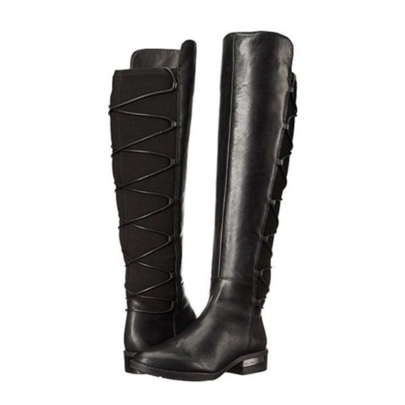 Vince Camuto Black Over the Knee Lace-Up Boots - Picture 1 of 1